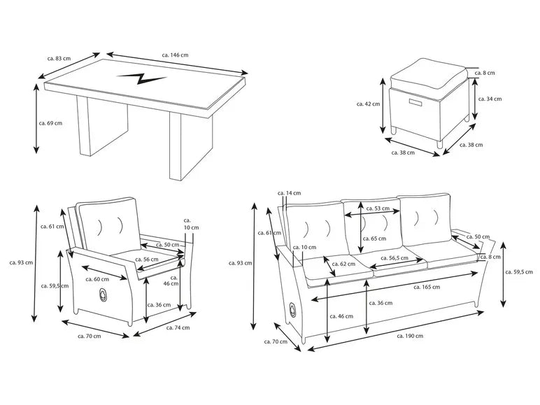 Alu-Luxus Dining-Set »Asti«, 6-teilig