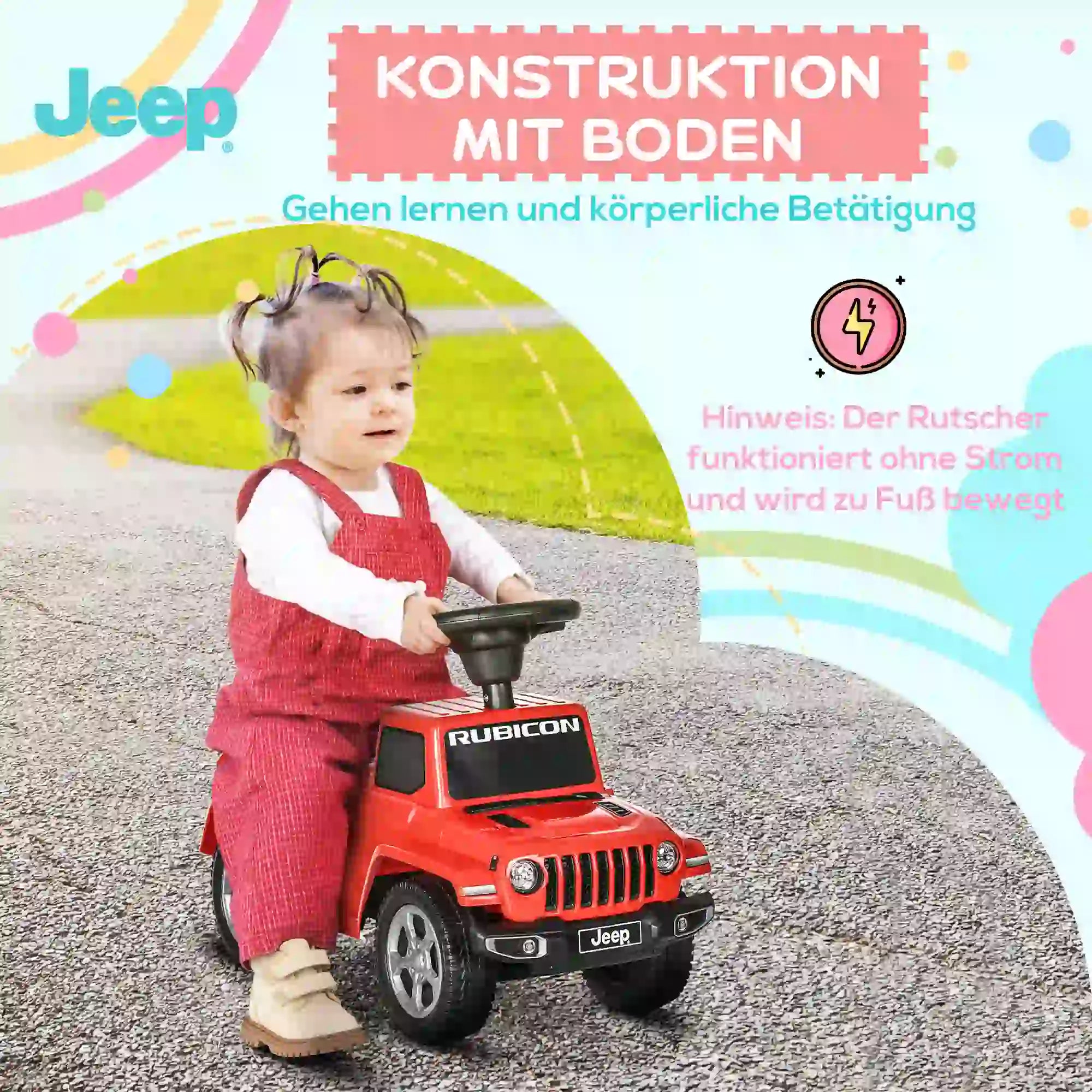 AIYAPLAY Rutschauto Kinderfahrzeug mit Stauraum & Kippschutz Rot