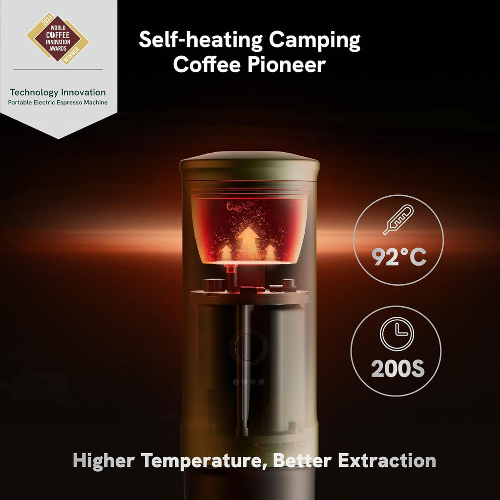 OutIn Nano Tragbare Espressomaschine mit Akku, für unterwegs oder Camping, Kaffeemaschine to go, mit elektrischer Selbsterhitzung über USB - C, 2 in 1 für gemahlenen kaffee und NS - kapseln