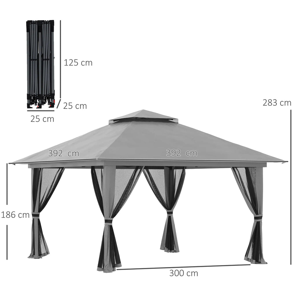 Outsunny Faltpavillon höhenverstellbar UV50+ mit Rollen