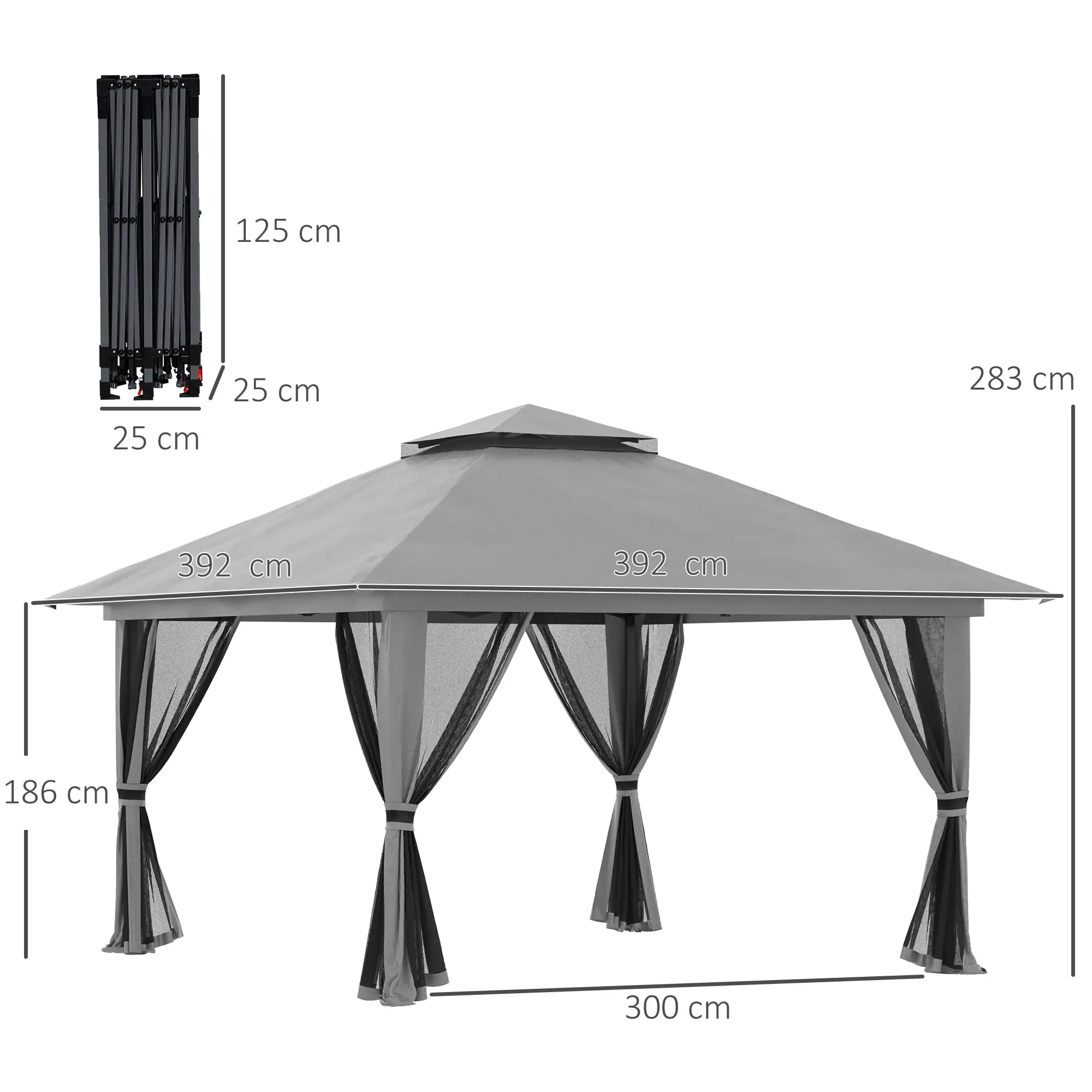 Outsunny Faltpavillon höhenverstellbar UV50+ mit Rollen