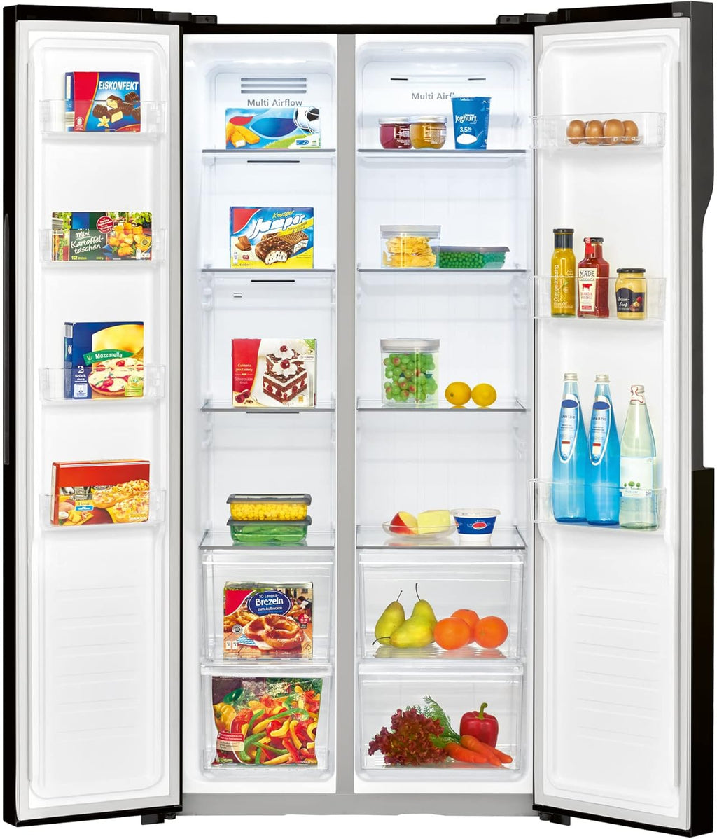 Bomann® Kühlschrank mit Gefrierfach | No-Frost Gefrierteil | 186cm Kühlschrank | 39dB | Kühl Gefrierkombination mit MultiAirflow | 320L | Kühl Gefrierkombination No-Frost | KG 7361 schwarz-inox