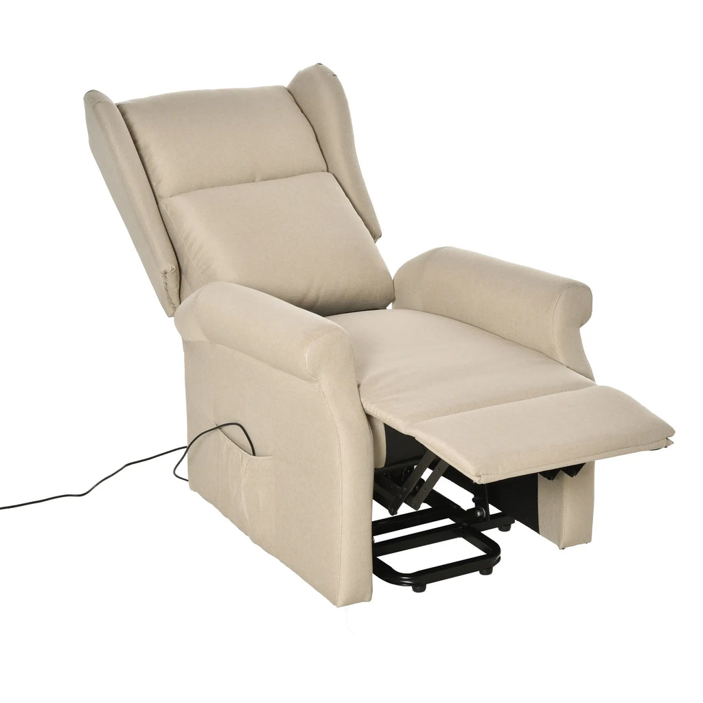 HOMCOM Aufstehsessel elektrisch Relaxsessel frei verstellbar cremeweiß