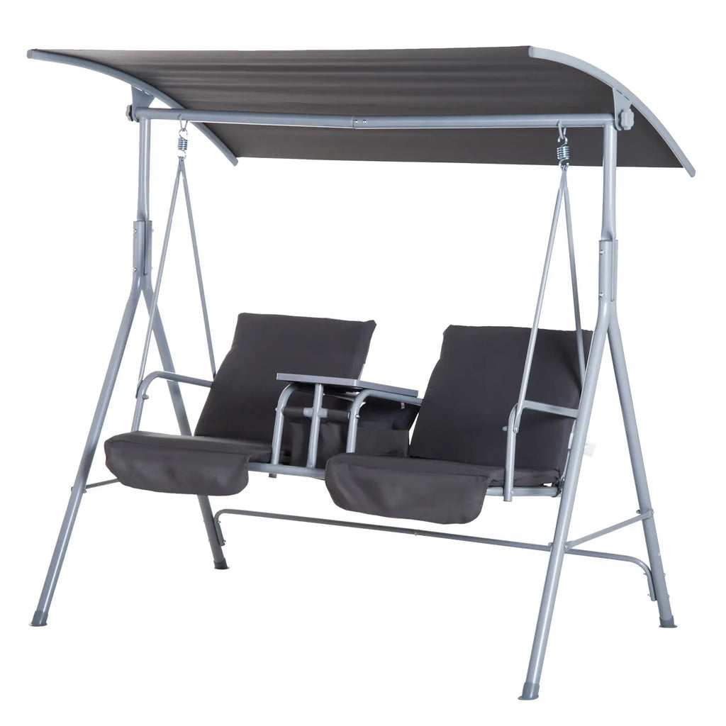 Outsunny Hollywoodschaukel 2-Sitzer mit Sonnendach Becherhalter