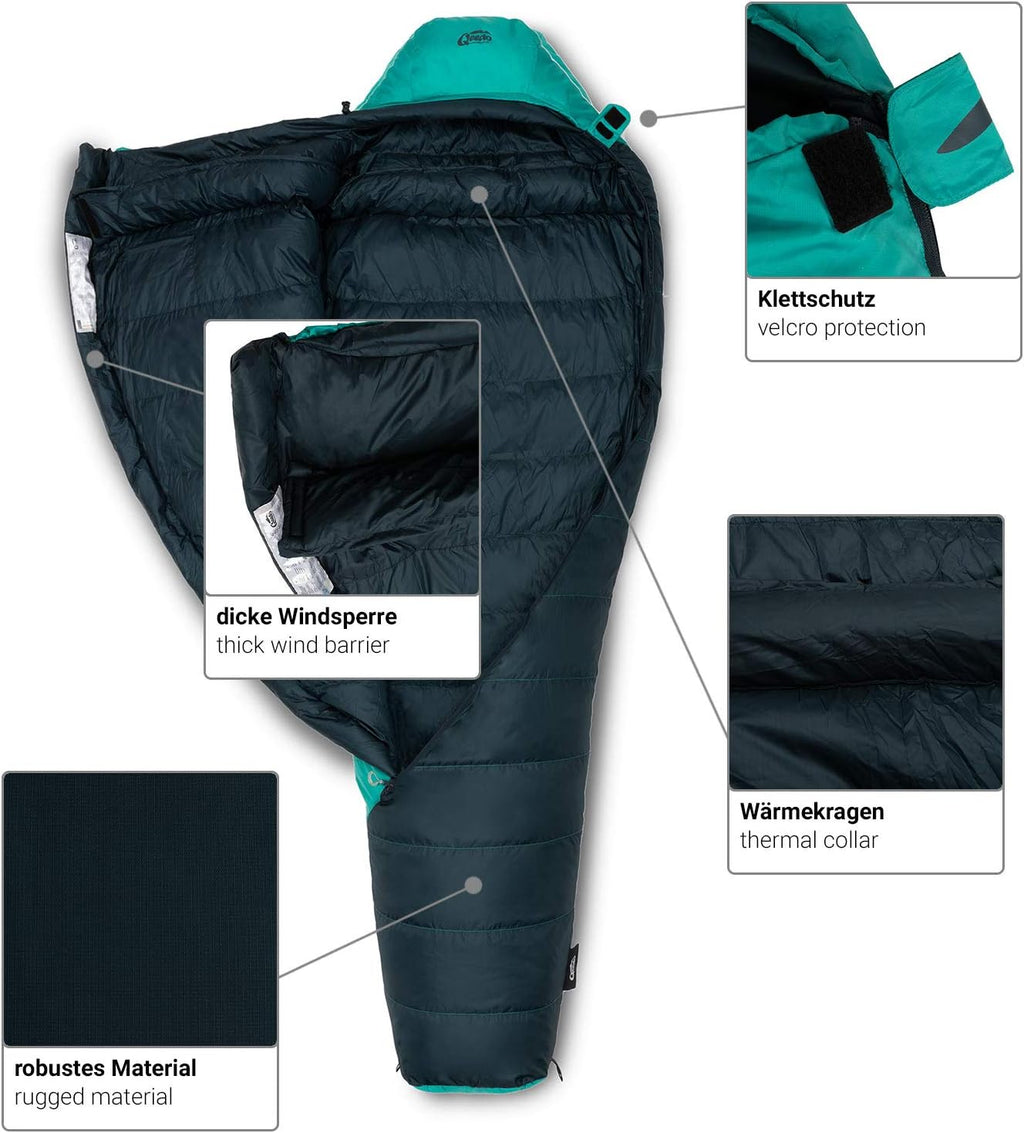 qeedo Takino Daunenschlafsack, Winterschlafsack (Gr. M & L) warm, klein & leicht