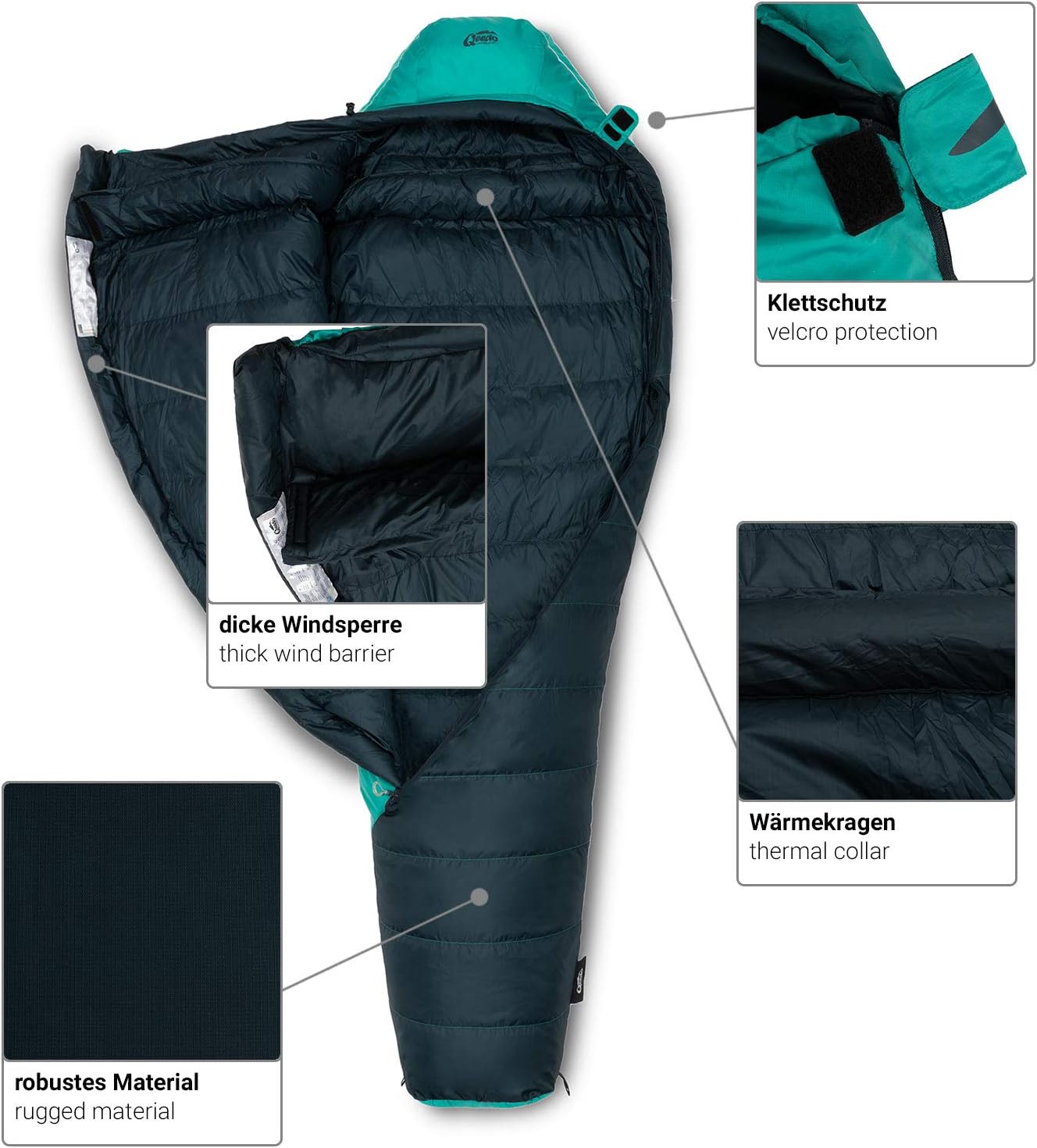 qeedo Takino Daunenschlafsack, Winterschlafsack (Gr. M & L) warm, klein & leicht