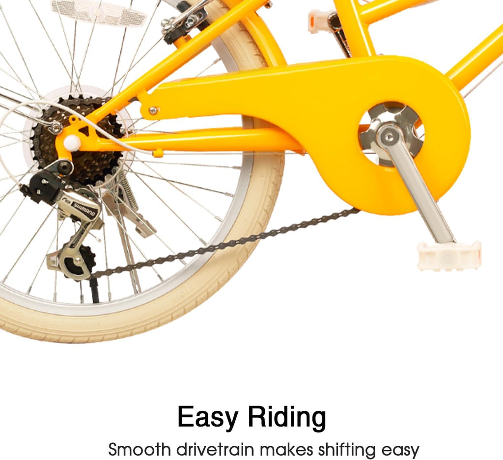 Glerc Missy 20 24 26 Zoll Mädchen City 6-Gang Hybrid Cruiser Fahrrad mit Weidenkorb für Jugend über 6-Jahre alt, mehrere Farben