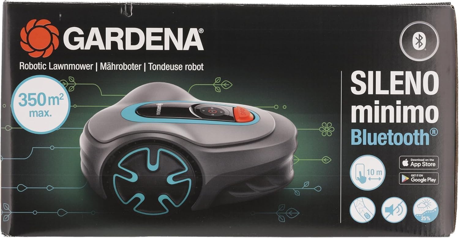 Gardena Mähroboter SILENO minimo 250 m²: intelligenter Rasenmäher mit optimaler Konnektivität, mit Gardena Bluetooth App programmierbar, DE-Version (15201-20)