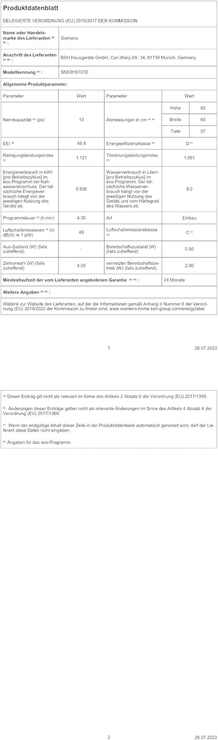 Siemens SN63EX06VE, iQ300 Smarter Geschirrspüler, Vollintegrierte Spülmaschine, 60 cm, Besteckschublade, Extra leise, varioSpeed, Automatische Türöffnung, Dreifach rackMatic, infoLight, intesiveZone