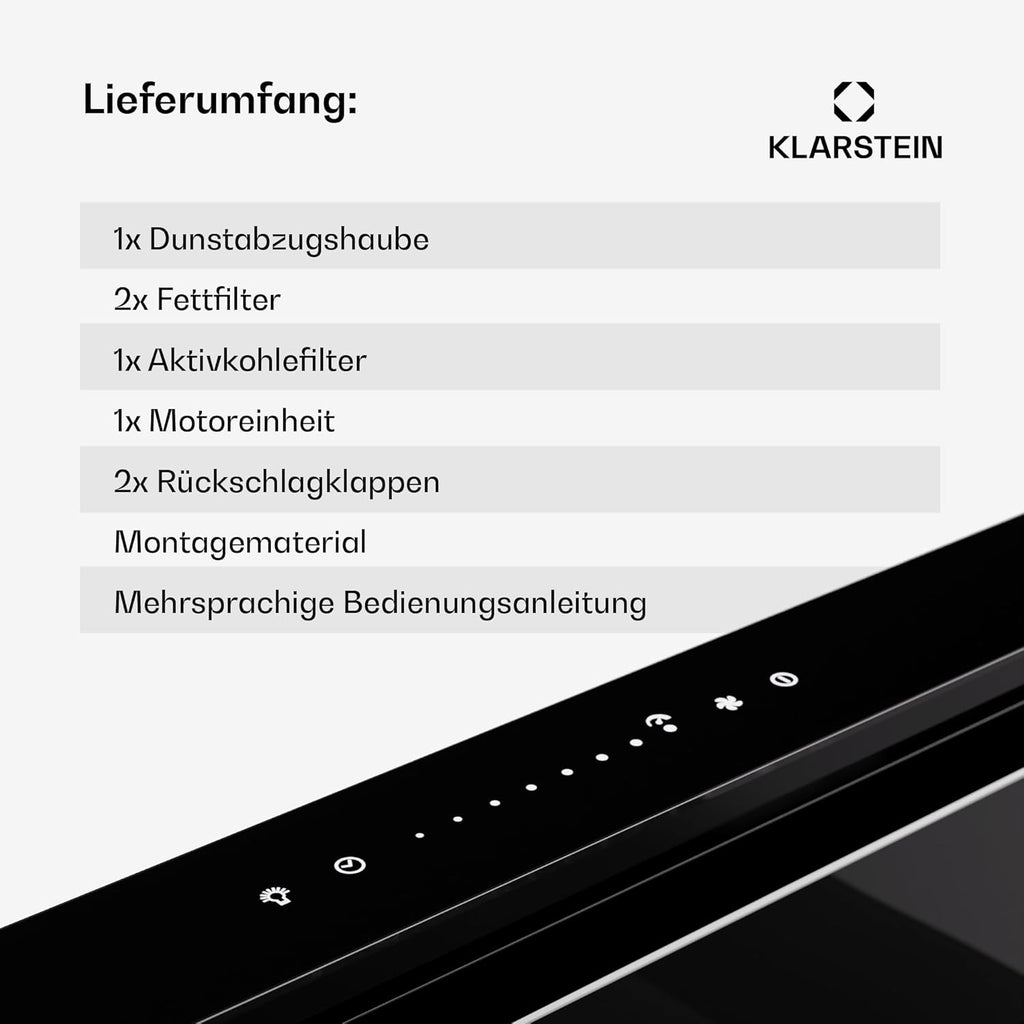 Klarstein Downdraft-Dunstabzugshaube, Versenkbare Abzugshaube, Leise Dunstabzugshauben mit Filter, Dunstabzugshaube 60cm, Umluft/Abluft Dunsthaube mit 10 Stufen, Dunstabzug 576 m³/h Luftstrom