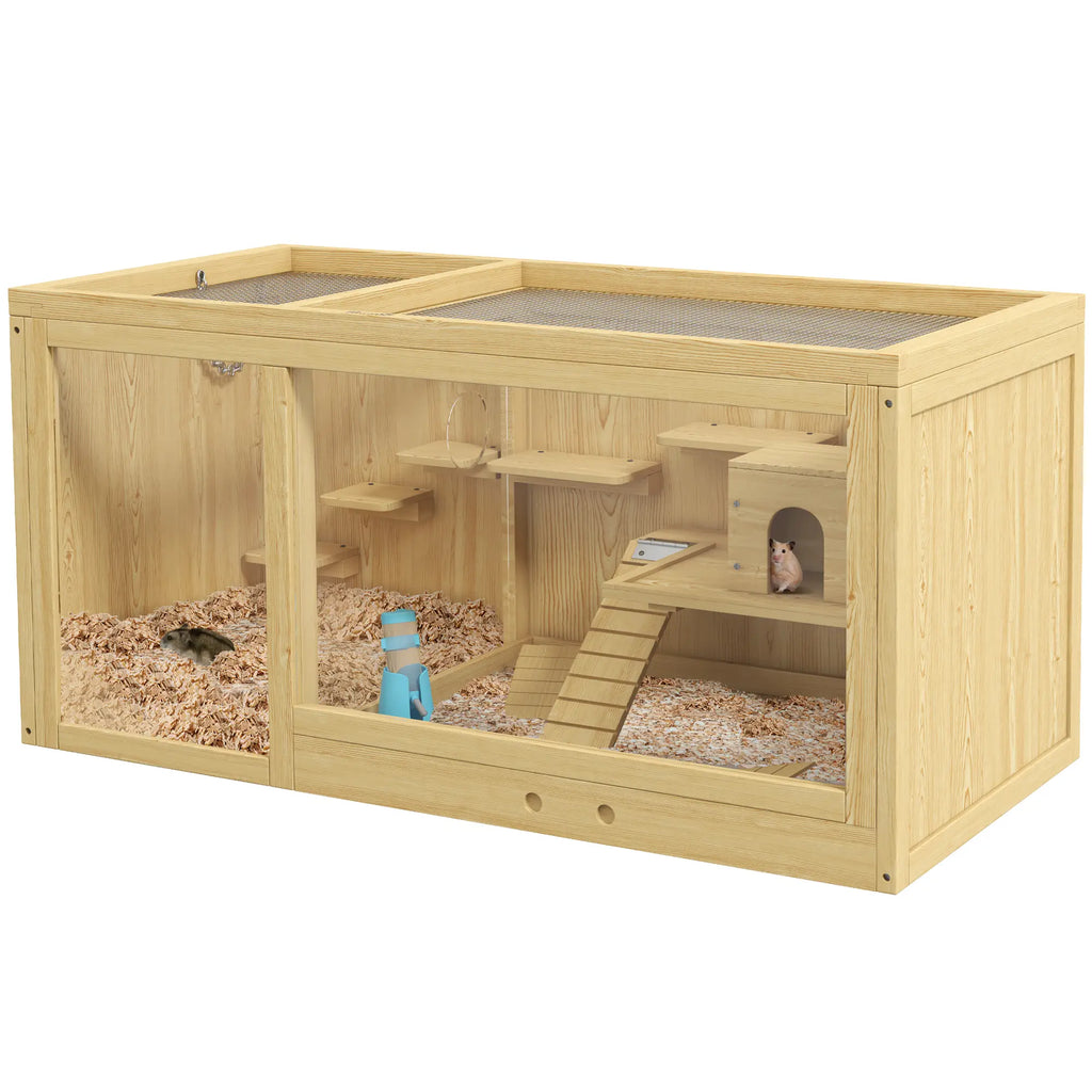 PawHut Hamsterkäfig Kleintierkäfig mehrstöckig mit Zubehör Holz