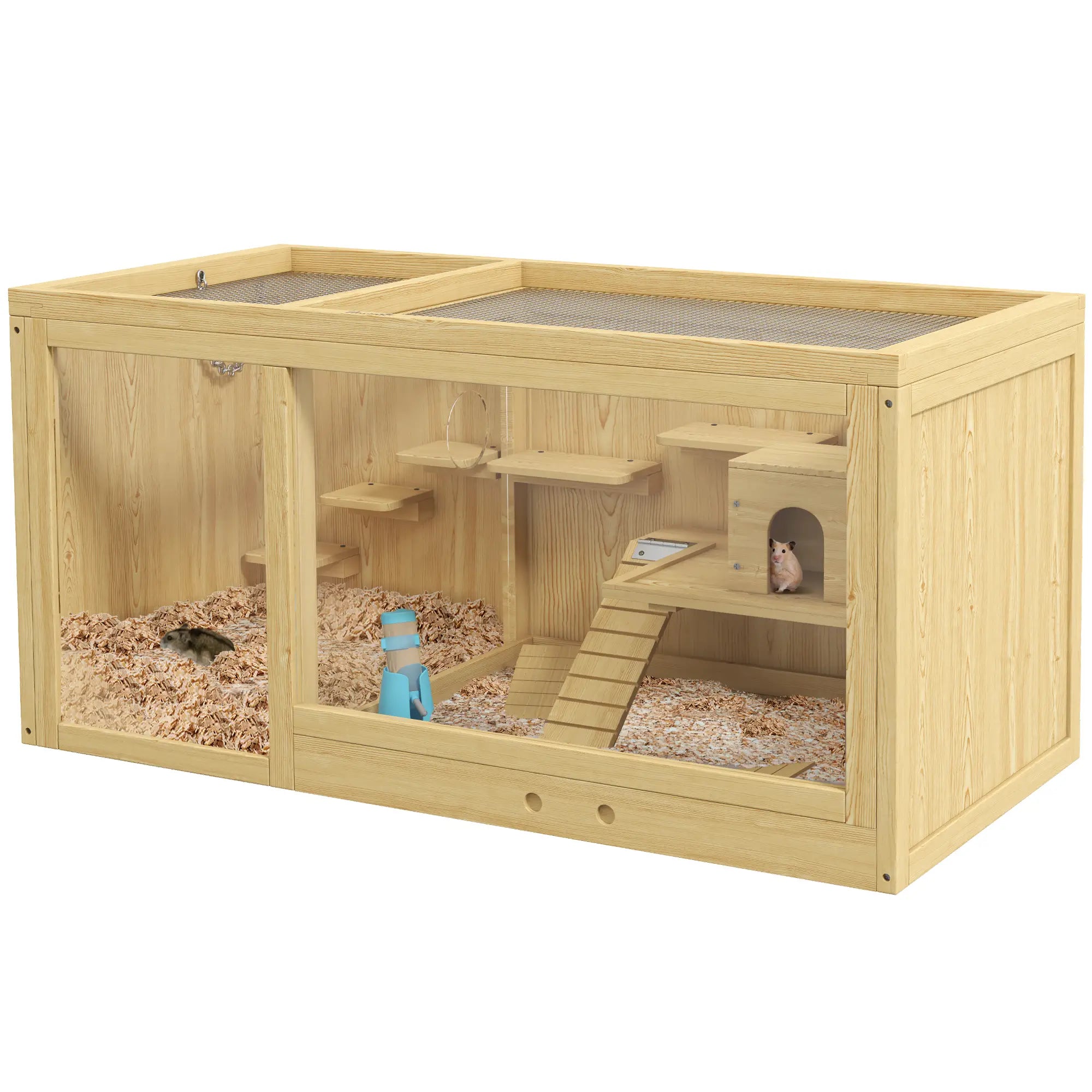 PawHut Hamsterkäfig Kleintierkäfig mehrstöckig mit Zubehör Holz