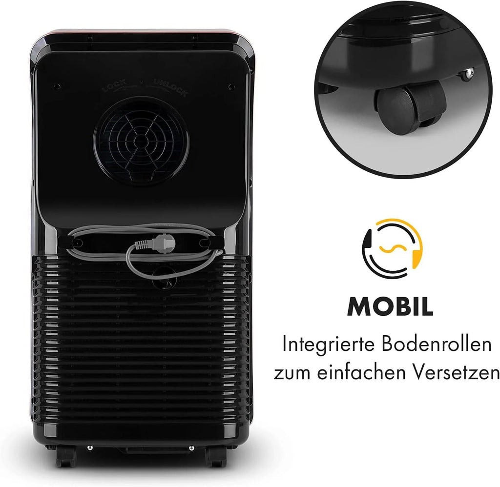 Klarstein Mobile Klimaanlage mit Abluftschlauch, 4-in-1 Klimagerät mit Ventilator, Luftentfeuchter & Nachtmodus, Kleine & Portable Klimaanlage für Wohnung & Büro, Niedriger Verbrauch, 9000 BTU