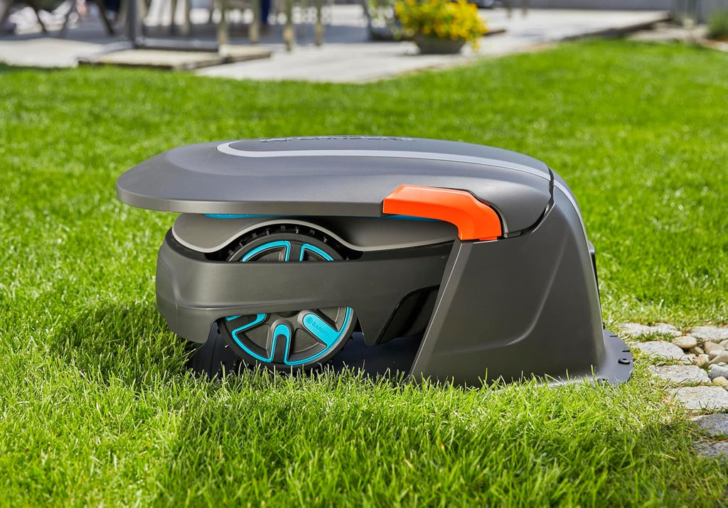 Gardena Original Garage für Mhroboter: Garage für Rasenmher, optimaler Sonnen- und Regenschutz für Rasenroboter und Ladestation (15020-20)