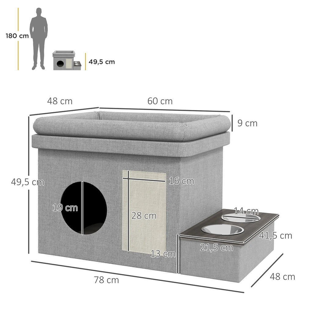 Edelstahl Futternapf Set 2 Näpfe Grau 78x48x49,5 cm