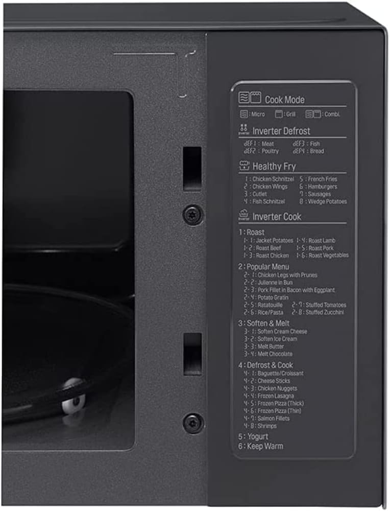 LG MS2595CIS Mikrowelle mit Smart Inverter Technologie, 25 Liter Kapazität, 1000 W, Automatikprogramme, einstellbare Leistungsstufen und EasyClean-Funktion, Silber