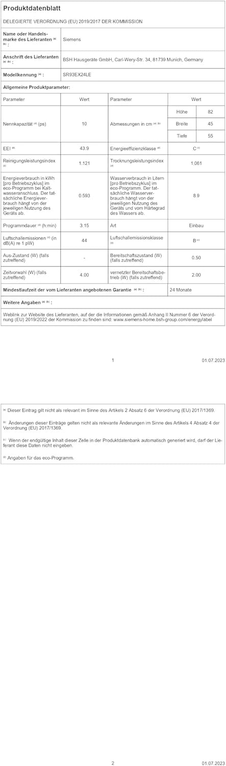 Siemens SR65YX08ME, iQ500 Smarter Geschirrspüler Vollintegriert, 45 cm breit, Besteckschublade, Zeolith, extra leise, aquaStop, automatische Türöffnung nach Programmende, varioSpeed, Innenbeleuchtung