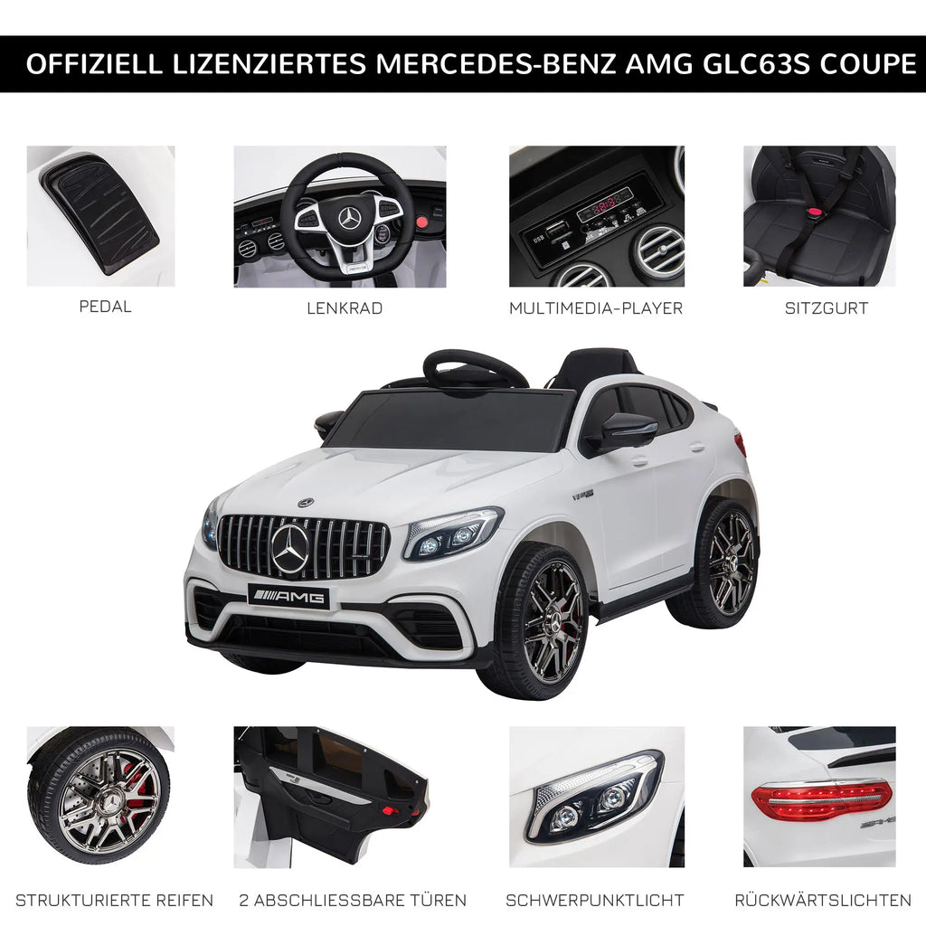 HOMCOM Kinder Elektroauto Mercedes-Benz mit Fernbedienung & Sicherheitsgurt Weiß