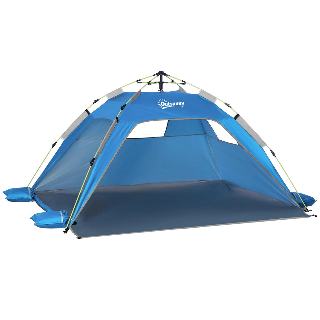 Outsunny Strandmuschel Pop-up 2 Personen mit Fenstern Himmelblau