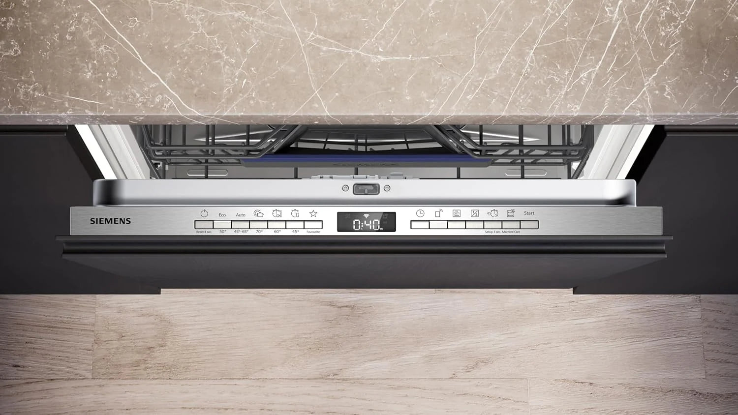 Siemens SN63EX14VE, iQ300 Smarter Geschirrspüler, Vollintegrierte Spülmaschine mit Besteckschublade, 60 cm, Auto Türöffnung dank autoOpen dry, Besonders leise durch iQdrive-Motor, infoLight aquaStop
