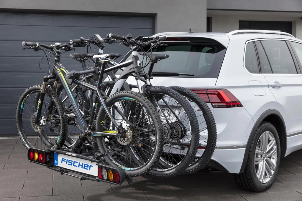 Fischer Kupplungs-Fahrradträger ProlineEvo 2, für 2 Fahrräder bis 60kg Nutzlast, E-Bike geeignet, vormontiert, abschließbar, faltbar