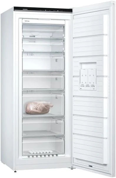 Siemens GS54NAWCV iQ500 Gefrierschrank, 176 x 70 cm, 327 L, noFrost nie wieder abtauen, bigBox Platz für großes Gefriergut, varioZone flexible Glas-und Schubladen, Weiß