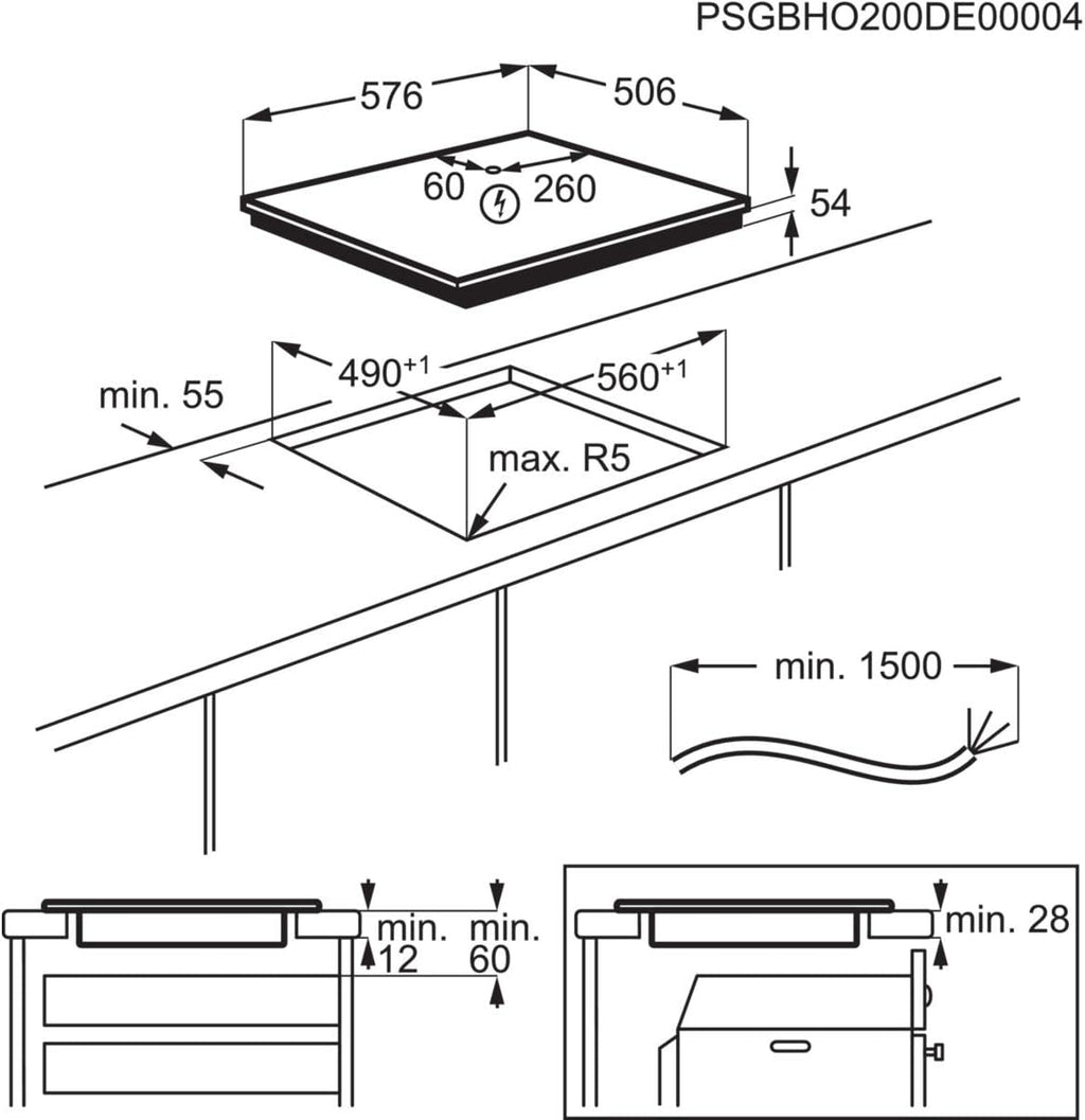 AEG Induktionskochfeld autark 60cm / 4 Zonen mit 2x Power-Funktion für schnelles Kochen / 9 Stufen / Edelstahlrahmen / Timer / Touch-Bedienung / Kindersicherung / Restwärmeanzeige / IKB6430AMB
