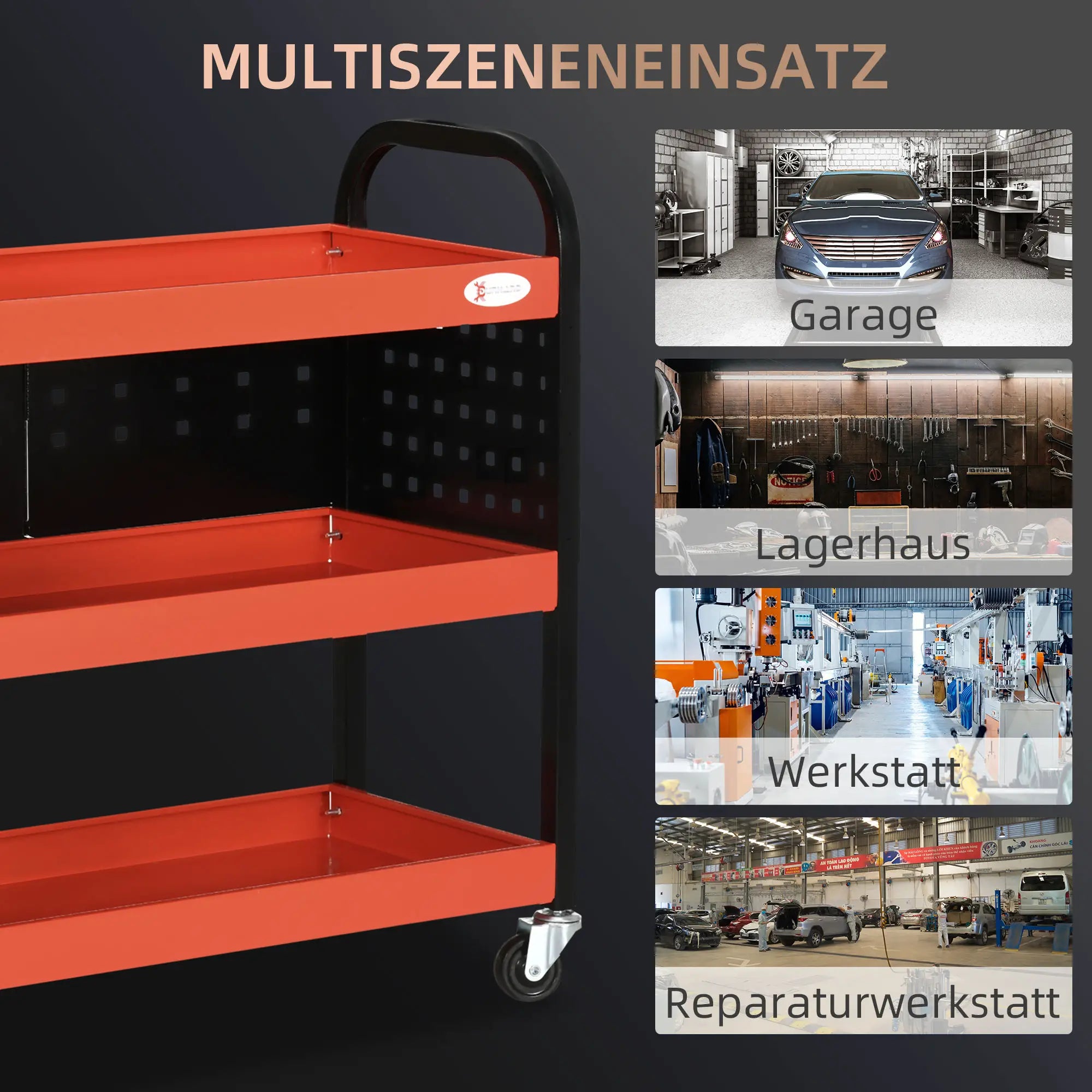 Durhand Werkzeugwagen mit Rollen und Lochwand Stahl