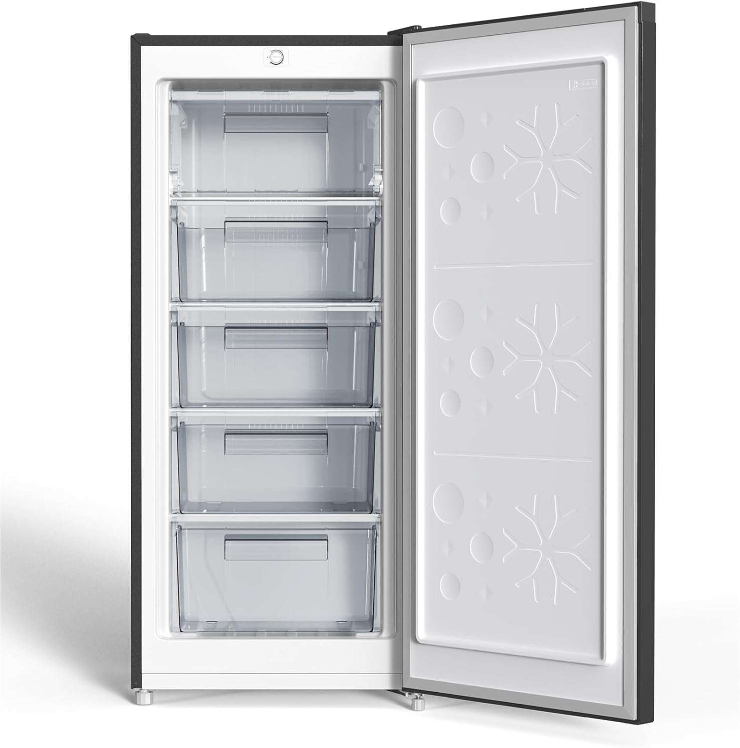 CHiQ FSD166NE4E Gefrierschrank 166 L, No Frost Technologie, Wechselbarer Türanschlag, Schwarzer Edelstahl, 144cm Höhe
