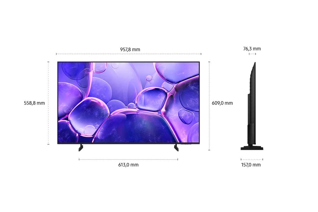 Samsung Crystal UHD U8079F 4K 43 Zoll (108 cm) LED Fernseher, Crystal Prozessor 4K, MetalStream Design, SmartThings, AI Upscaling, Gaming Hub, Knox Security, Kostenlose Inhalte, Smart TV