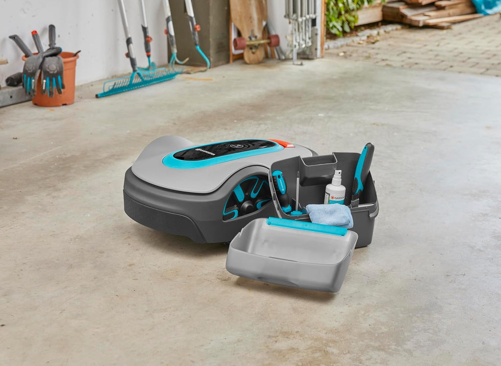 Gardena Original Garage für Mhroboter: Garage für Rasenmher, optimaler Sonnen- und Regenschutz für Rasenroboter und Ladestation (15020-20)