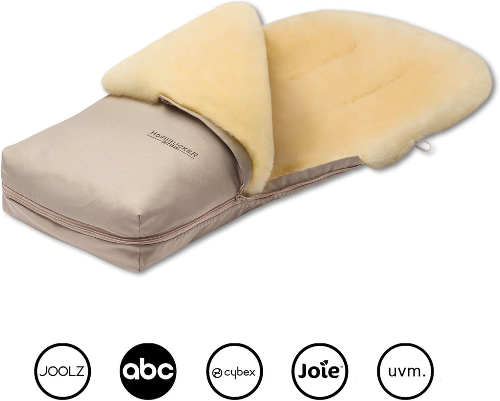 Hofbrucker Lammfell-Fußsack Putzi Kinderwagen, Buggy/Winterfußsack wind- & wasserabweisend/Warmer Fußsack Oberteil abnehmbar/echtes Lammfell/Made in Germany
