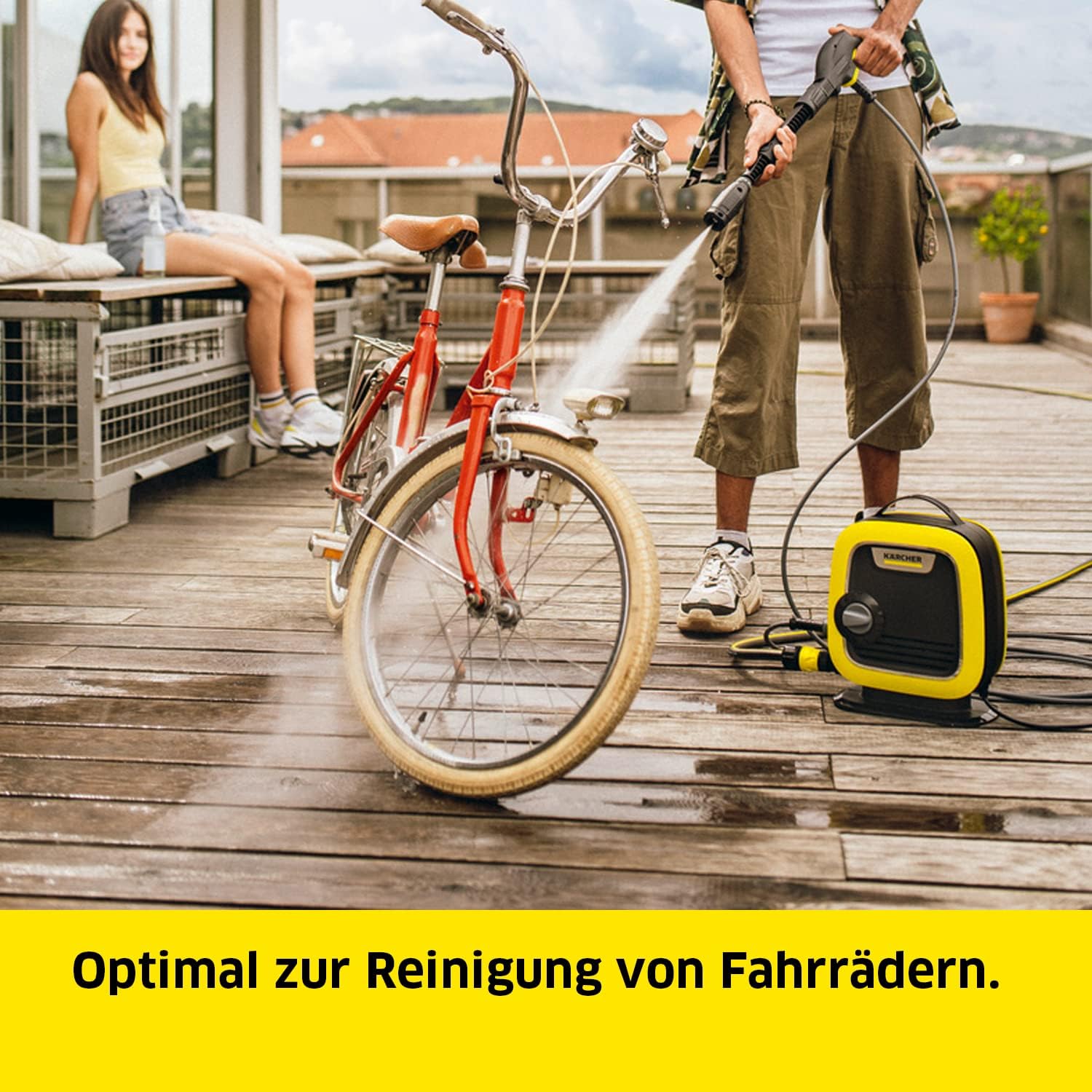 Krcher Hochdruckreiniger K Mini, leicht und kompakt, Druck: max. 110 bar, Durchfluss: 360 l/h, Flche: 20 m/h, Gewicht: 3,93 kg, Hochdruckpistole, Dreckfrser, Strahlrohr, Wasserfilter,Schwarz, Gelb