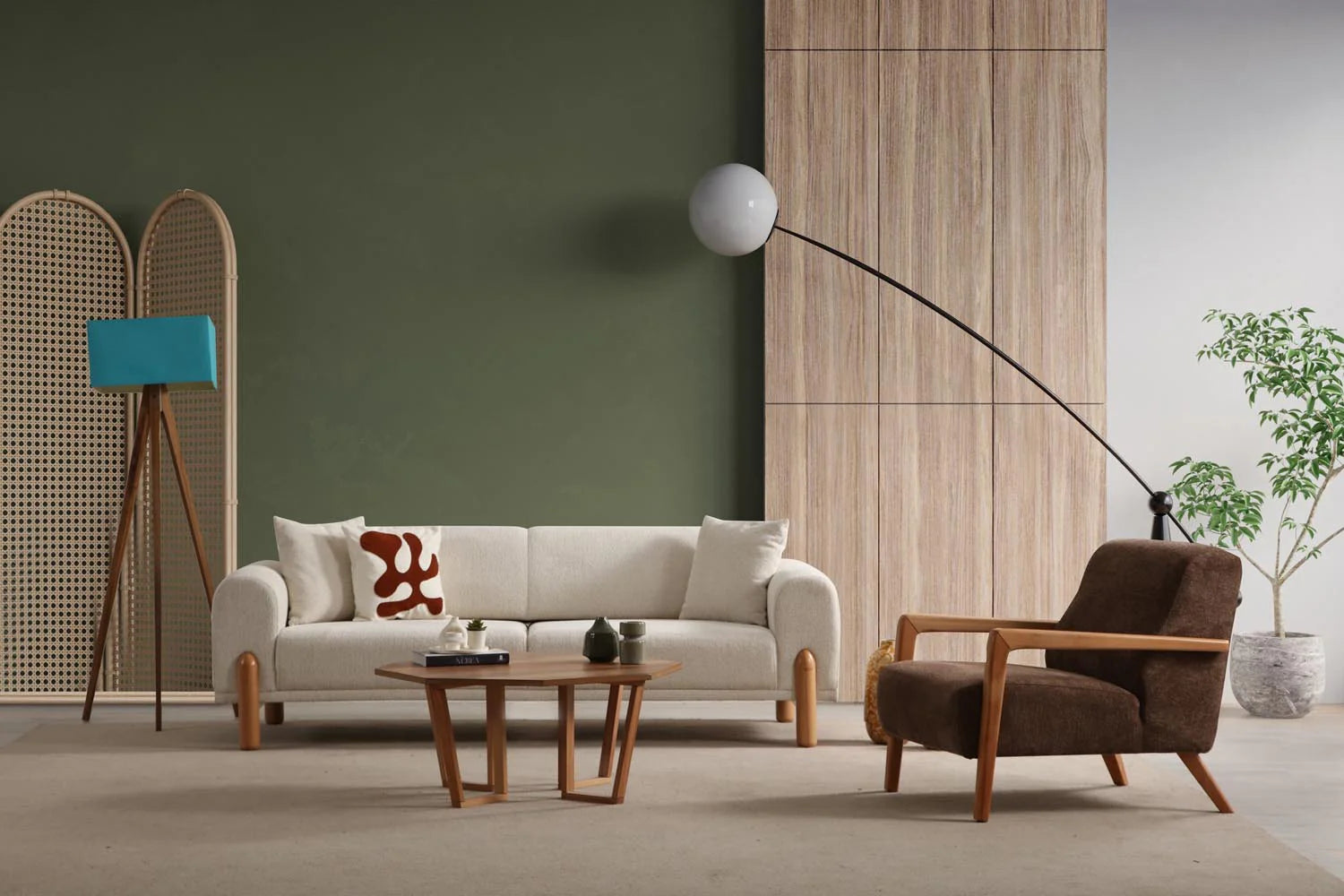 Lyke 3 Sitzer Bettsofa - Sahne