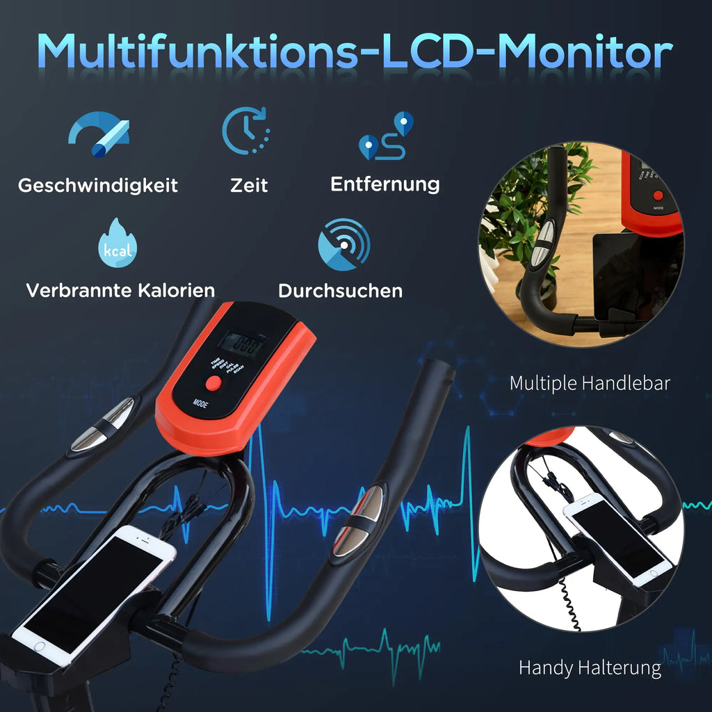 HOMCOM Fahrradtrainer Heimtrainer LCD-Display höhenverstellbar