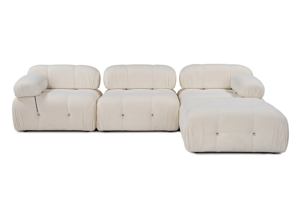 Bubble Beige L1 Ecksofa - Weiss