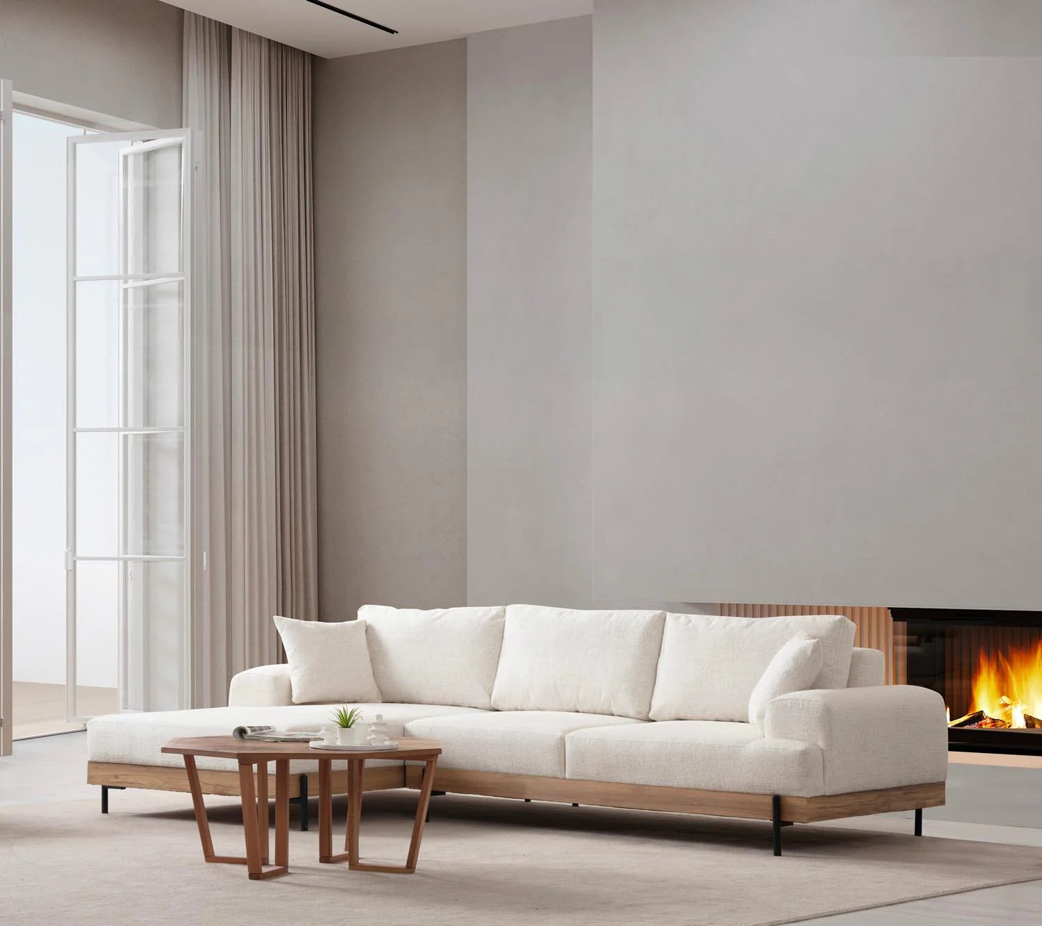 Eti Oak Left Ecksofa - Weiss