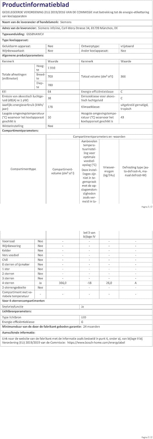 Siemens GS54NAWCV iQ500 Gefrierschrank, 176 x 70 cm, 327 L, noFrost nie wieder abtauen, bigBox Platz für großes Gefriergut, varioZone flexible Glas-und Schubladen, Weiß