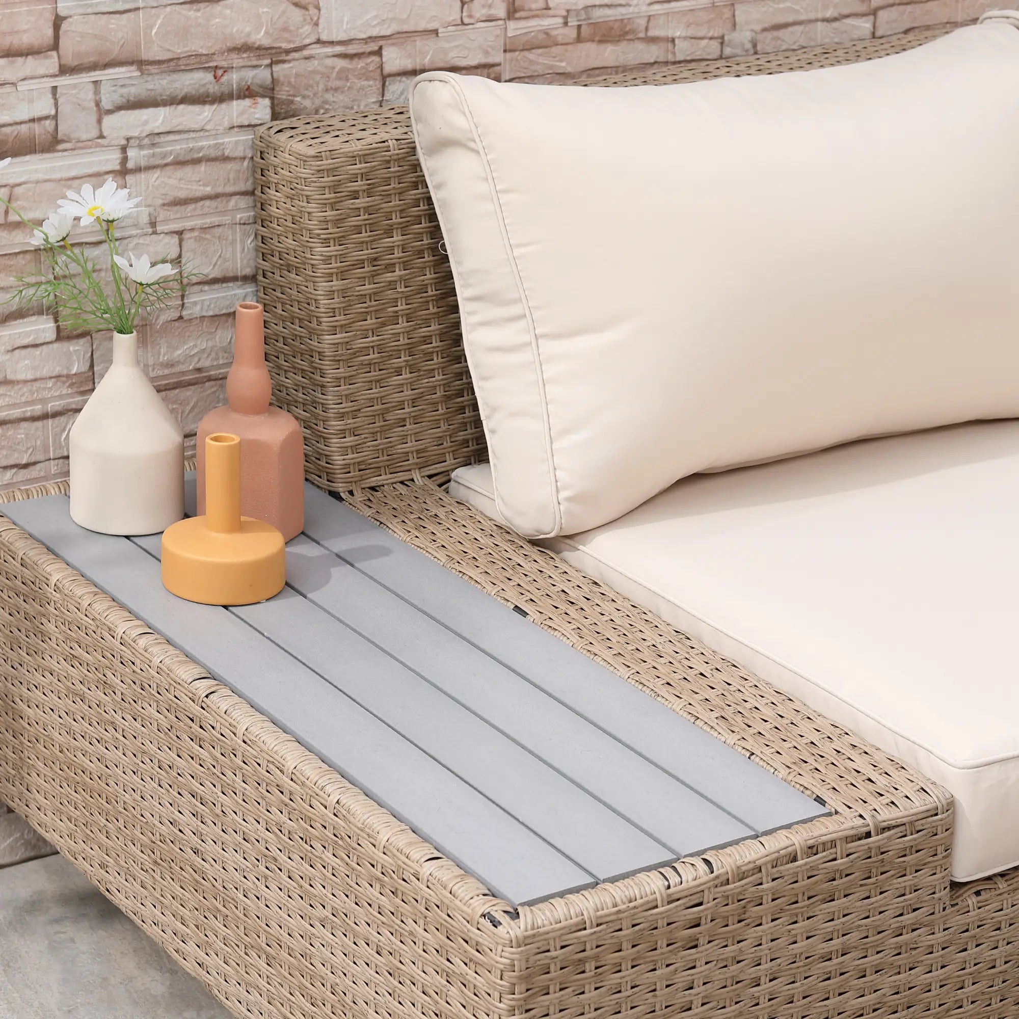 Outsunny Gartenmöbelset 4-teilig wetterfest mit Ablage Polyrattan