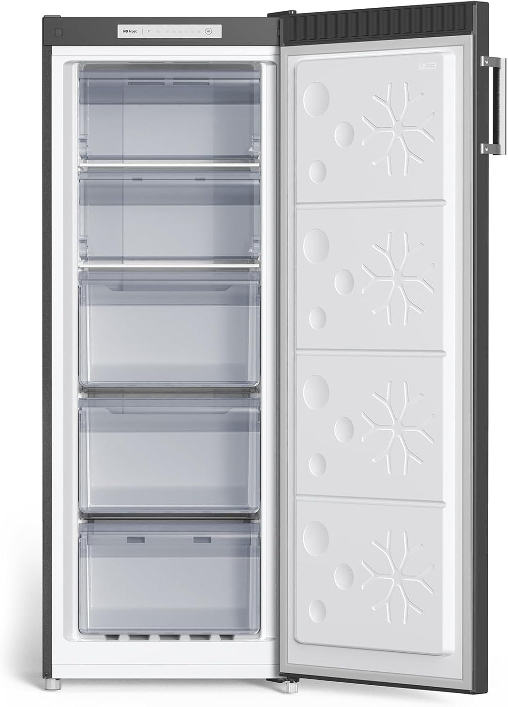 CHiQ FSD166NE4E Gefrierschrank 166 L, No Frost Technologie, Wechselbarer Türanschlag, Schwarzer Edelstahl, 144cm Höhe