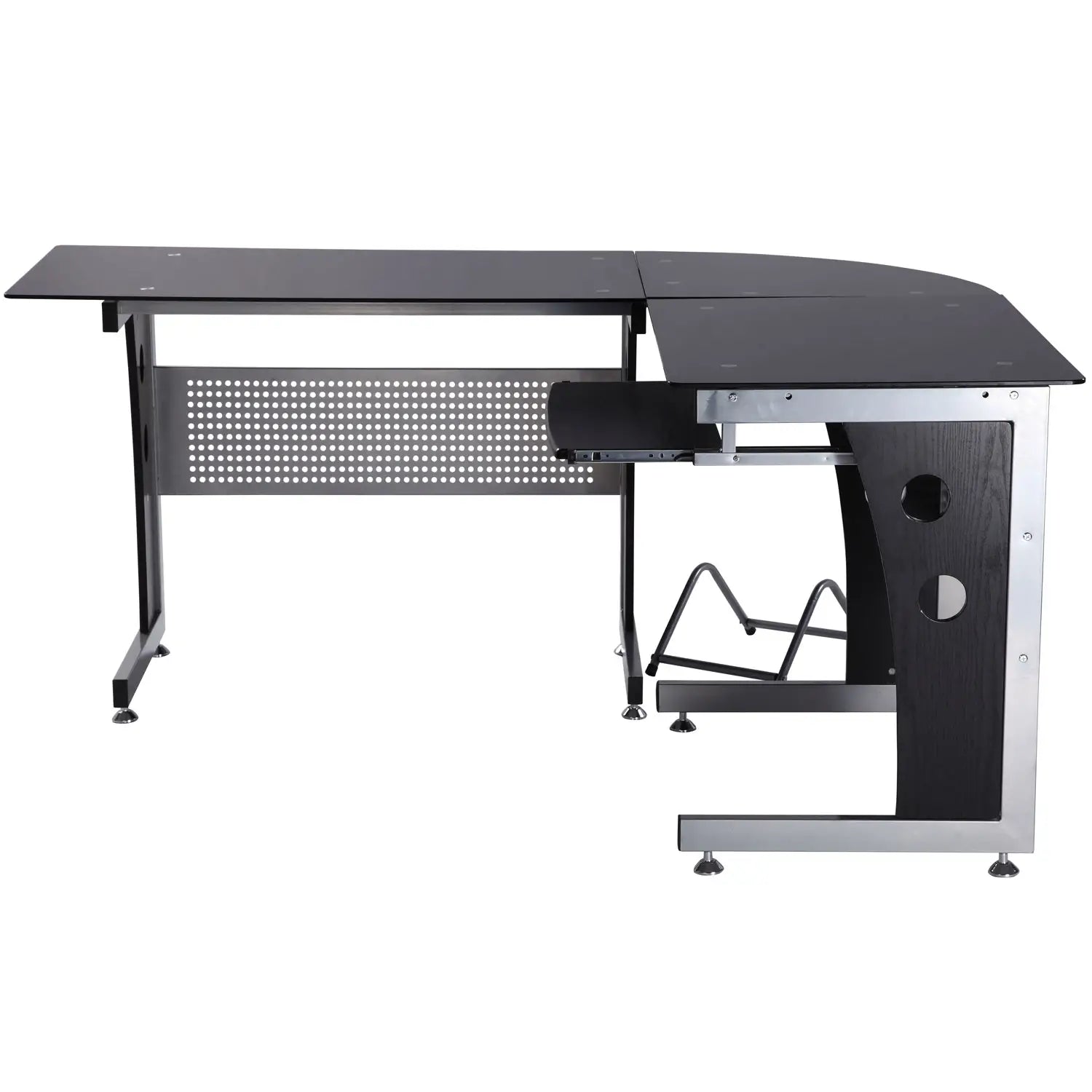 HOMCOM Eckschreibtisch L-Form mit Tastaturablage & PC-Tower-Halterung