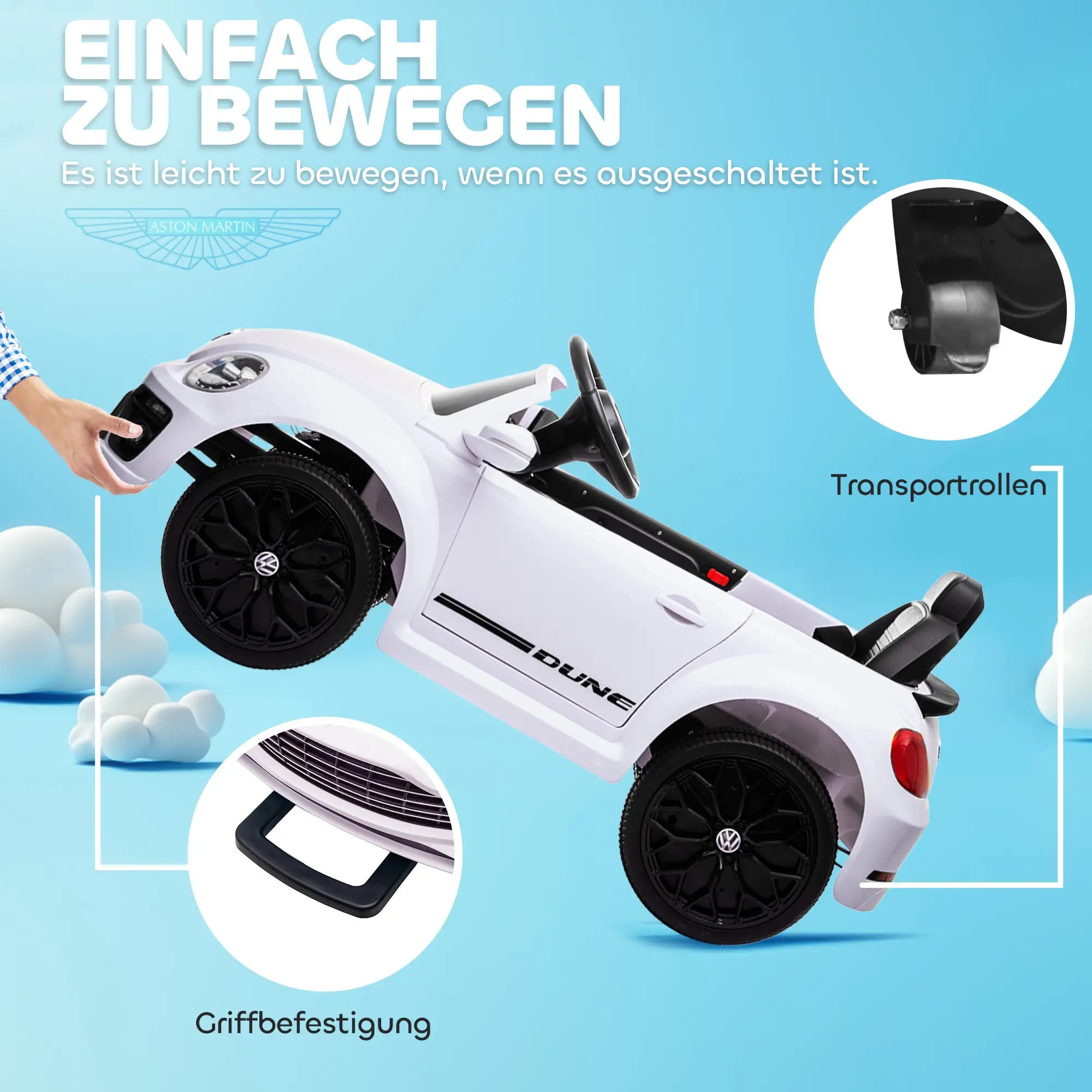 AIYAPLAY Kinder Elektroauto 12V mit Fernbedienung Weiß