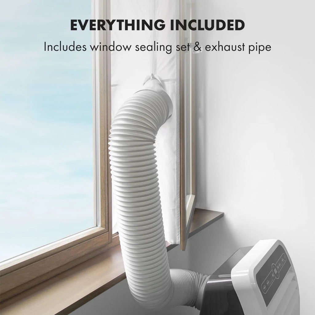 Klarstein Mobile Klimaanlage mit Abluftschlauch, 4-in-1 Klimagerät mit Ventilator, Luftentfeuchter & Nachtmodus, Kleine & Portable Klimaanlage für Wohnung & Büro, Niedriger Verbrauch, 9000 BTU