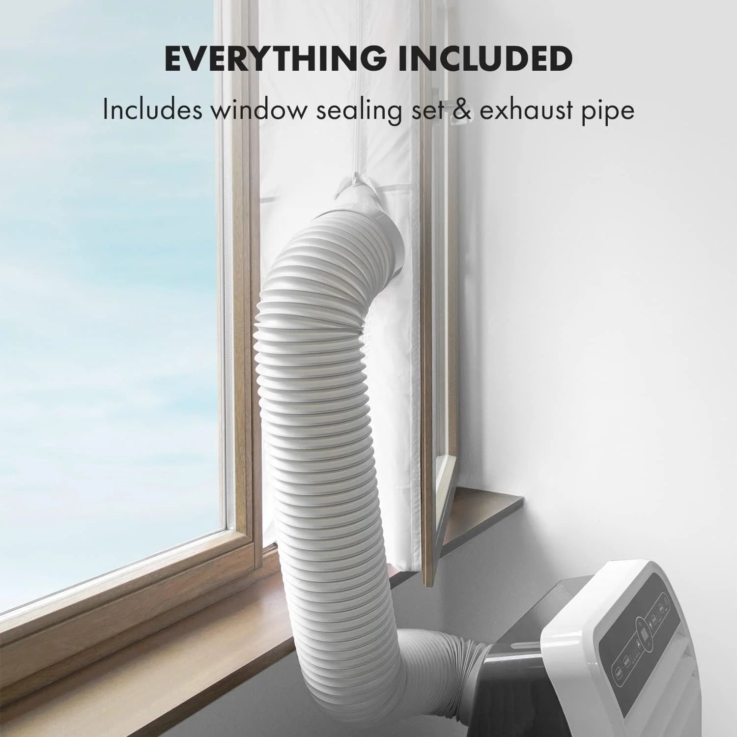 Klarstein Mobile Klimaanlage mit Abluftschlauch, 4-in-1 Klimagerät mit Ventilator, Luftentfeuchter & Nachtmodus, Kleine & Portable Klimaanlage für Wohnung & Büro, Niedriger Verbrauch, 9000 BTU