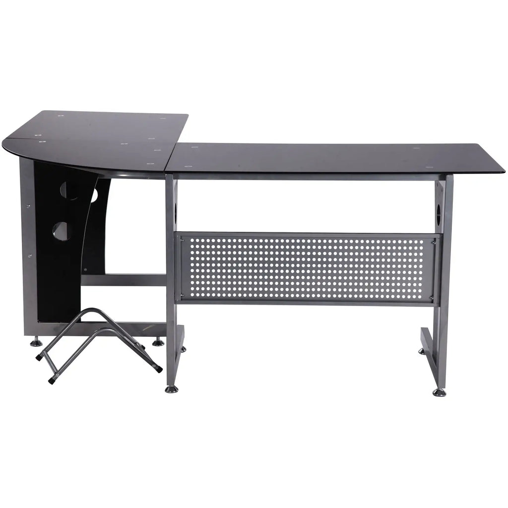 HOMCOM Eckschreibtisch L-Form mit Tastaturablage & PC-Tower-Halterung