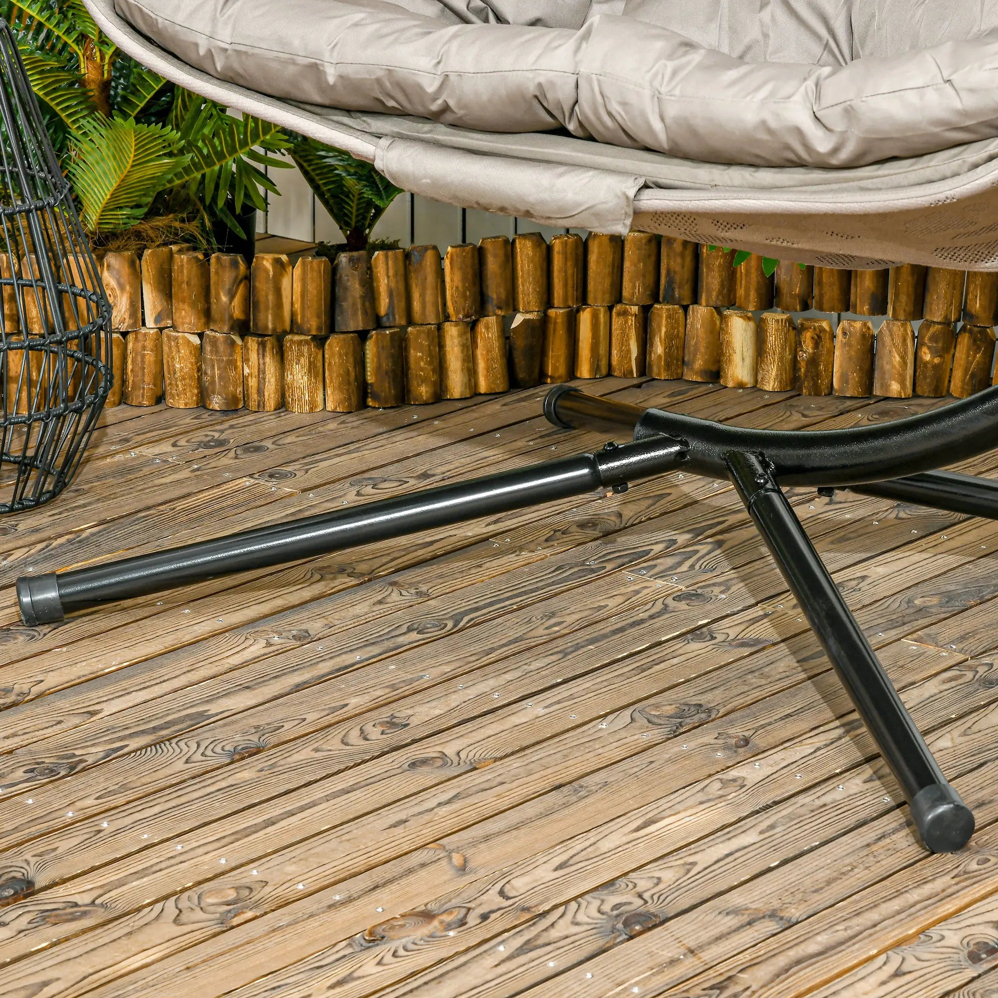 Outsunny Hängesessel 2-Sitzer klappbar mit Dach und Kissen Sand