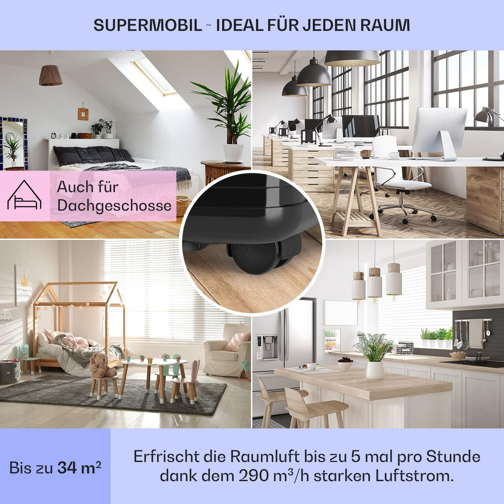 Klarstein Mobile Klimaanlage mit Abluftschlauch, 4-in-1 Klimagerät mit Ventilator, Luftentfeuchter & Nachtmodus, Kleine & Portable Klimaanlage für Wohnung & Büro, App-Steuerung, 12000 BTU