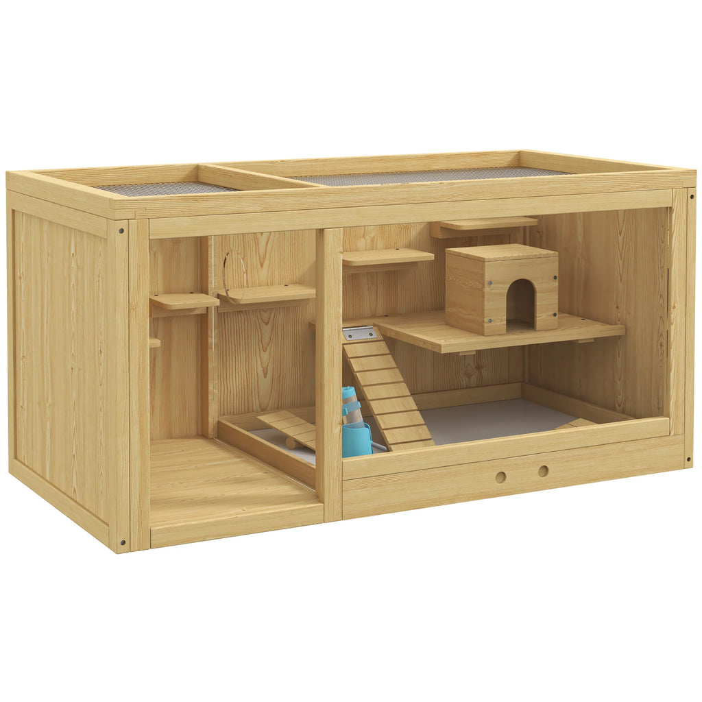 PawHut Hamsterkäfig Kleintierkäfig mehrstöckig mit Zubehör Holz