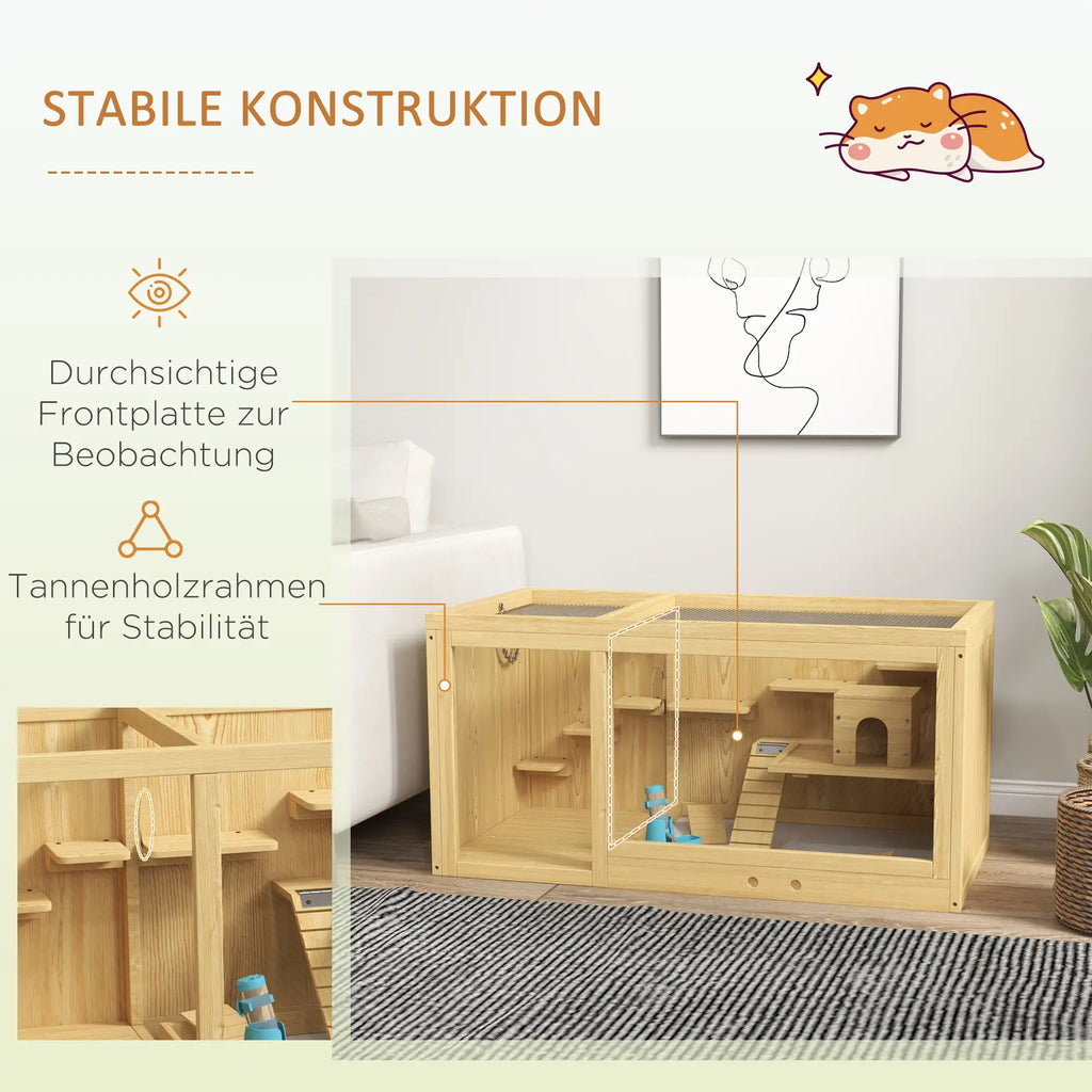 PawHut Hamsterkäfig Kleintierkäfig mehrstöckig mit Zubehör Holz