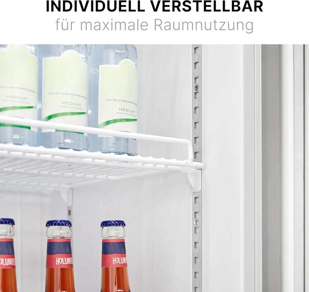 Bomann Kühlschrank mit Glastür | Getränkekühlschrank abschließbar | 6 höhenverstellbare Ablagen | 30kg je Ablage | 347 Liter | Kühlschrank groß | Flaschenkühlschrank m. LED-Licht | KSG 7351 schwarz